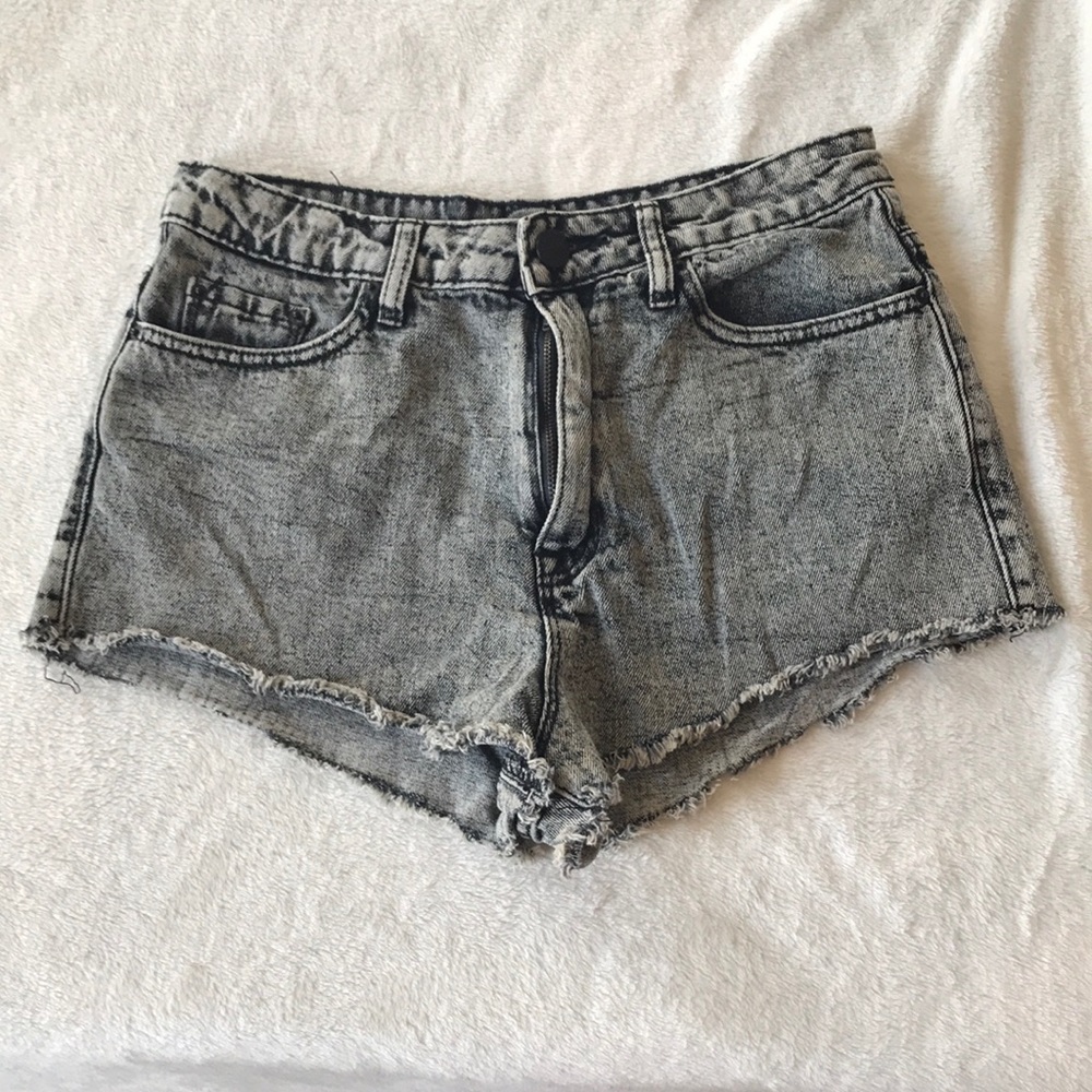 Black denim shorts